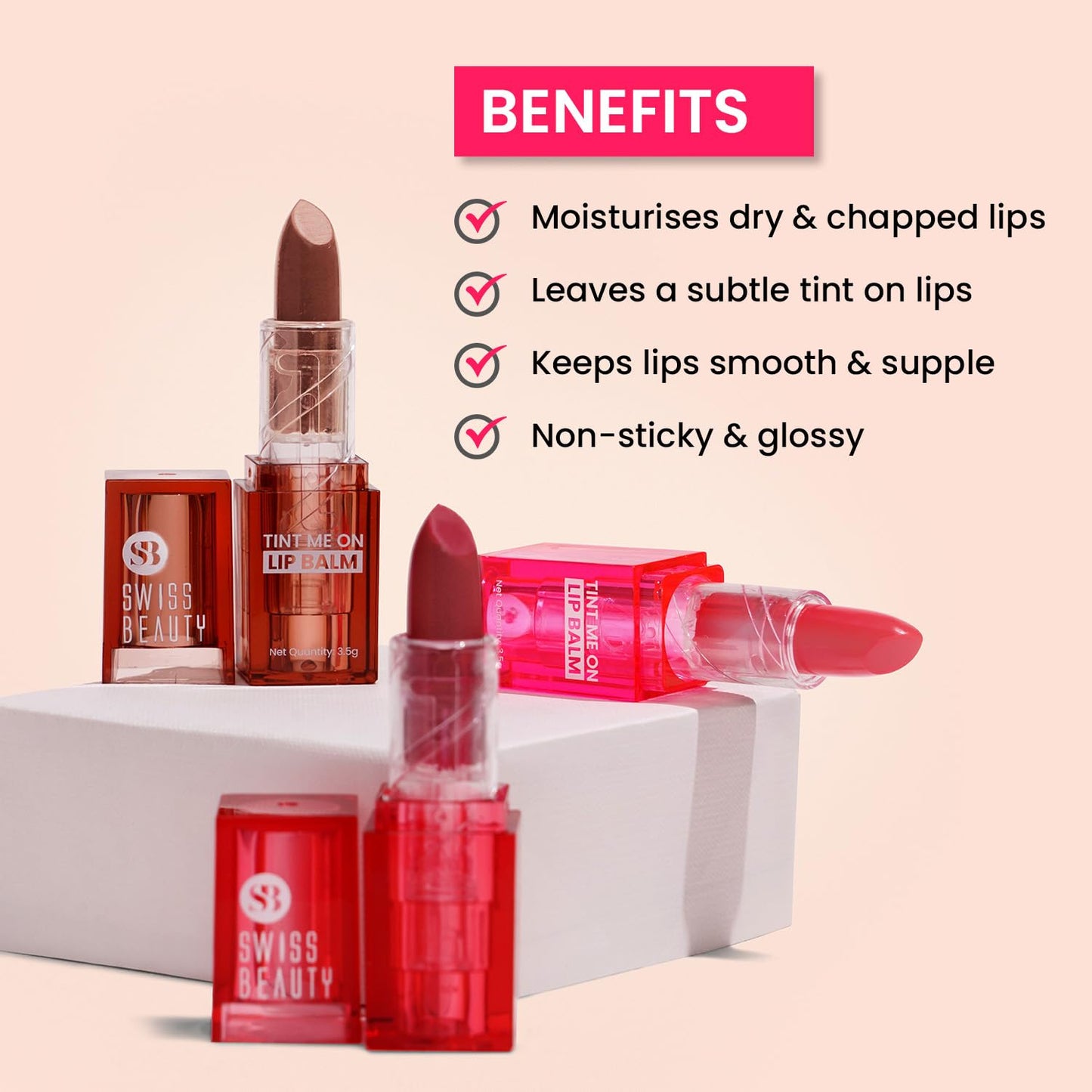 Swiss Beauty Tint Me On Lip Balm | Shade -02 Pink Macaroon, 3.5gm