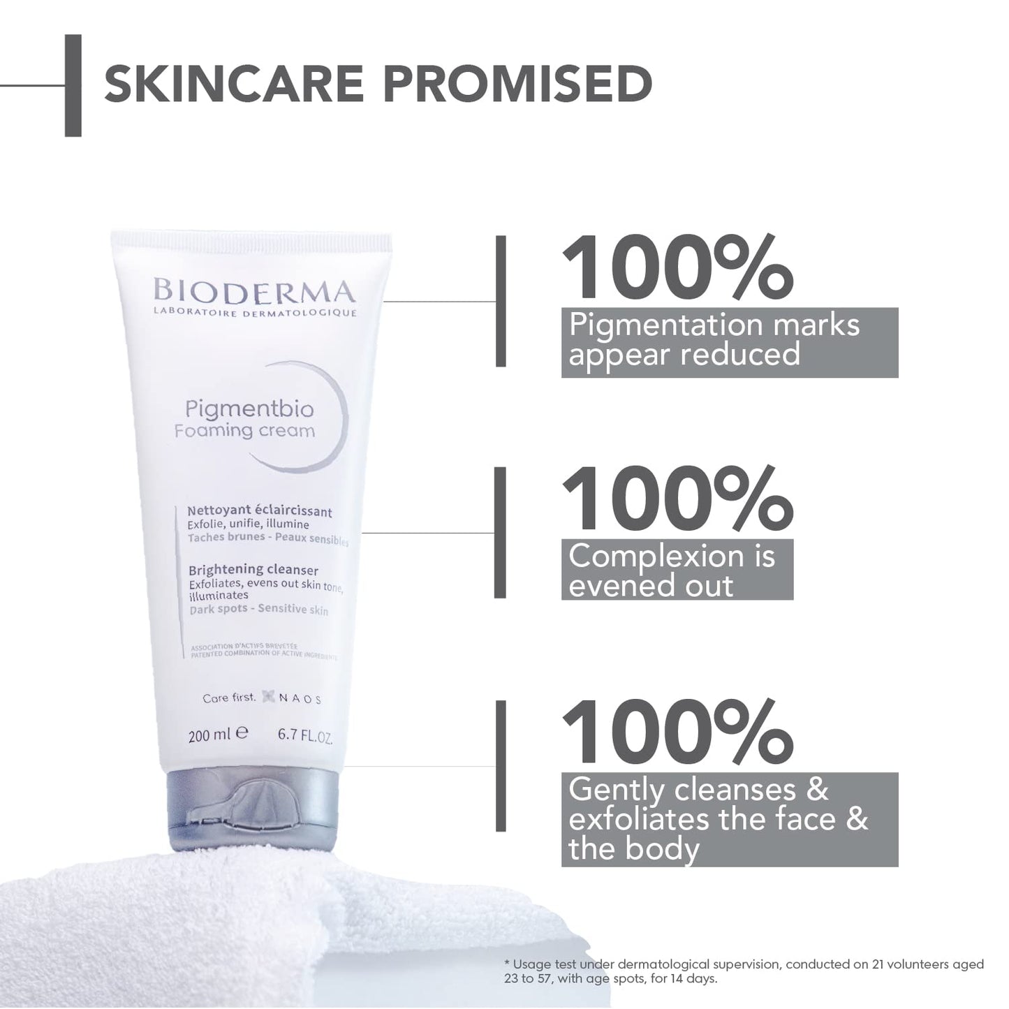 Bioderma Pigmentbio Foaming Cream Brightening Exfoliating Cleanser (Face & Body Wash) For Brightened Skin, 200 ml