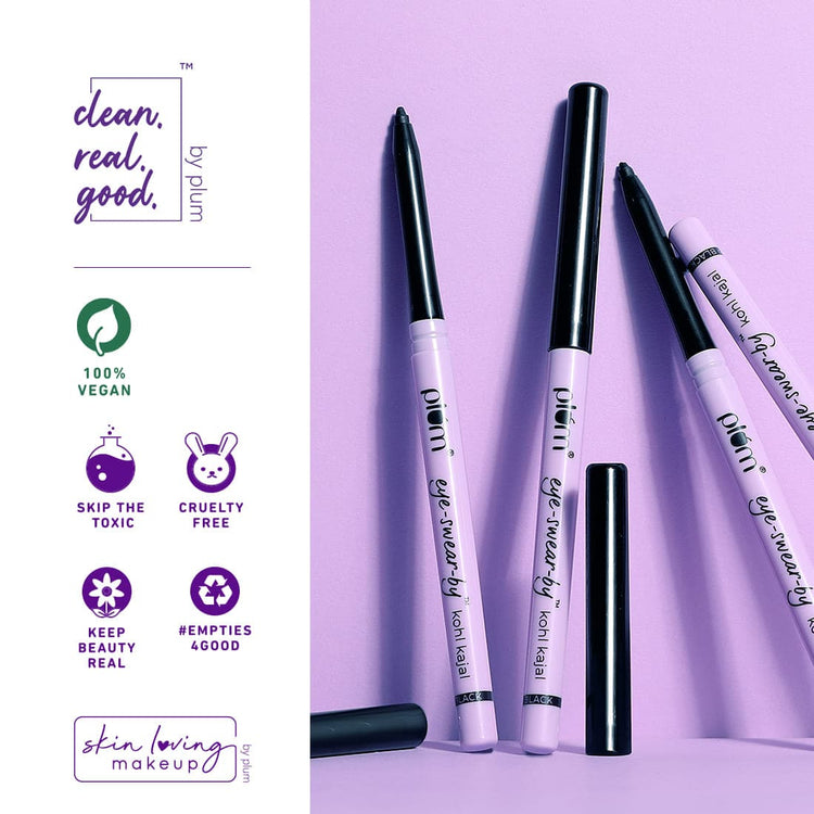 Plum Eye-Swear-By Kohl Kajal - Deep Black | 100% Vegan & Cruelty Free