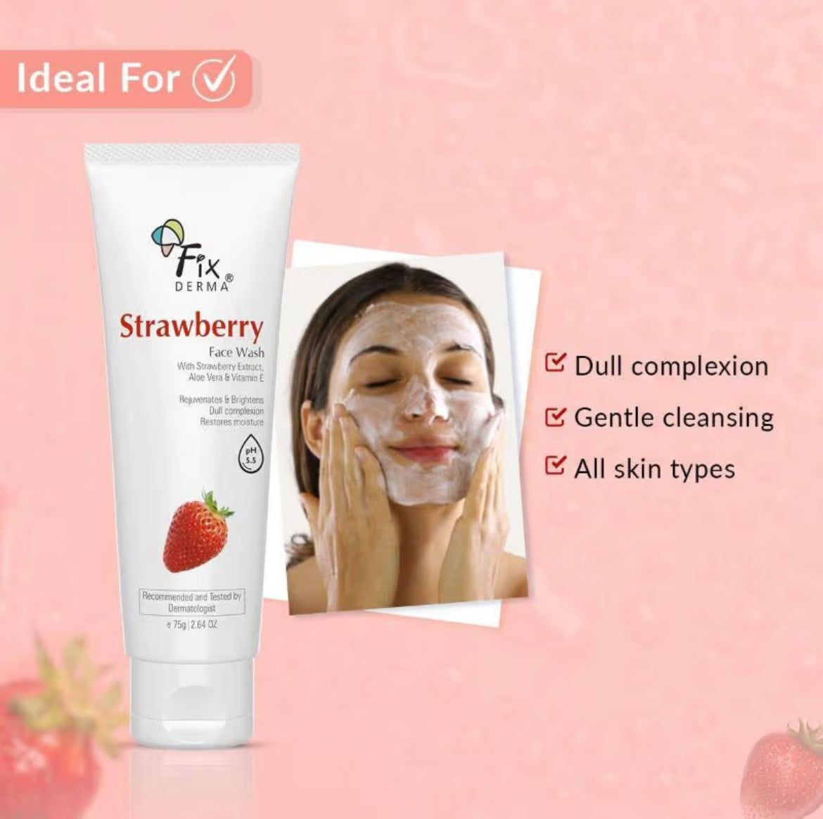 Fixderma Strawberry Face Wash | 75 g