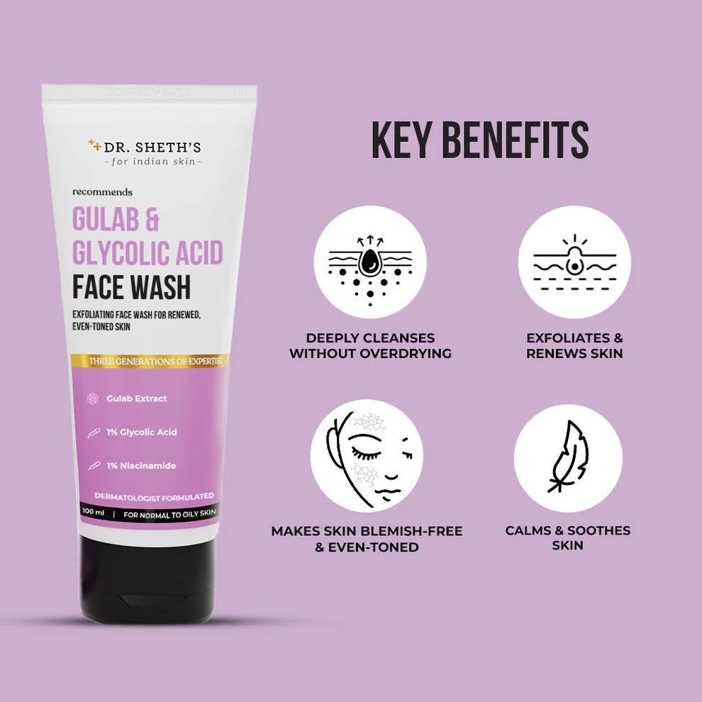 Dr Seth’s Gulab & Glycolic Acid Face Wash - 100g