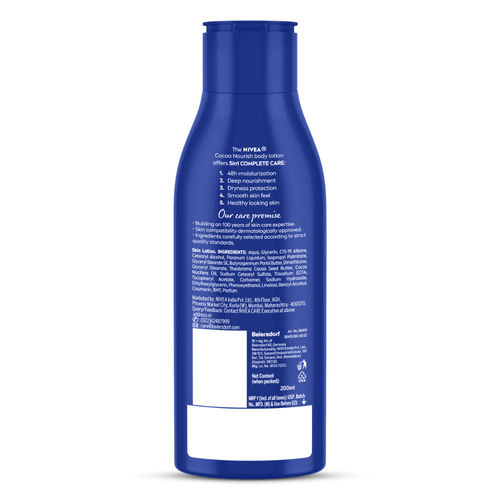 NIVEA Cocoa Nourish BODY LOTION with Cocoa butter & Vit E - 48H deep moisturization (Very Dry skin)
(200ml)