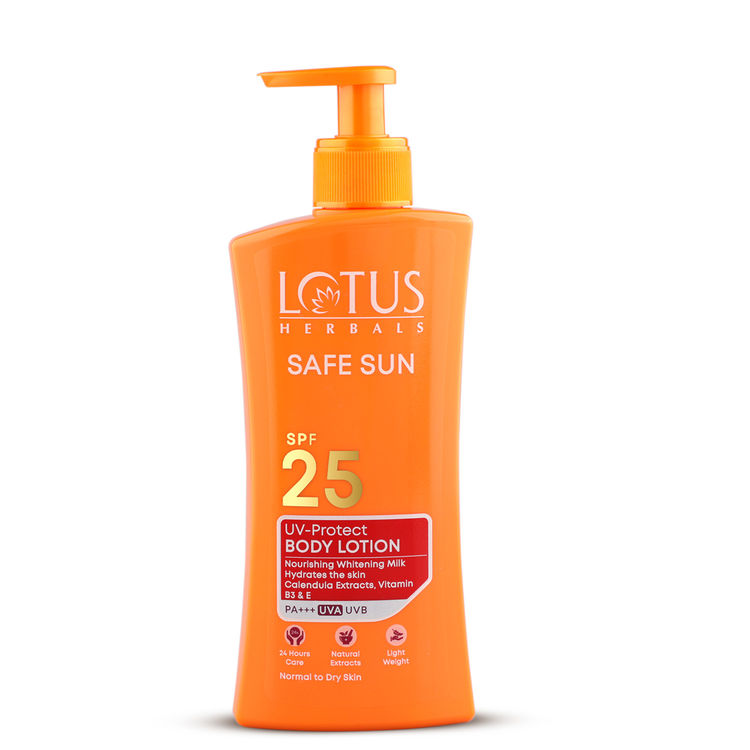 Lotus Herbals Safe Sun UV Protect Body Lotion, SPF 25 PA+++ Nourishing Whitening Milk (250ml)
