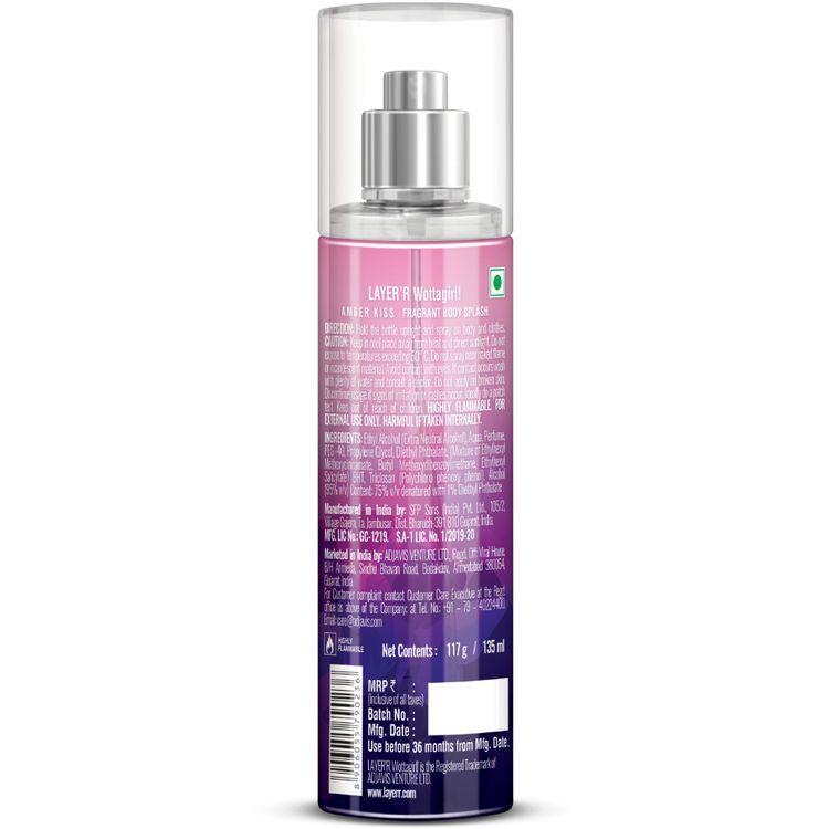 Layerr Wottagirl Amber Kiss Body Splash For Her
(135ml)
