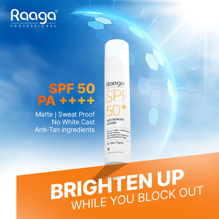 Raaga Professional Spf 50 Pa++++ Sunscreen Lotion With Uva + Uvb Protection, All Skin Types, 55 Ml