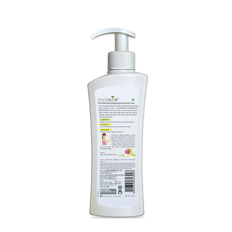 Lotus Herbals Whiteglow Skin Whitening & Brightening Hand & Body Lotion Spf 25 Pa+++ (270ml)