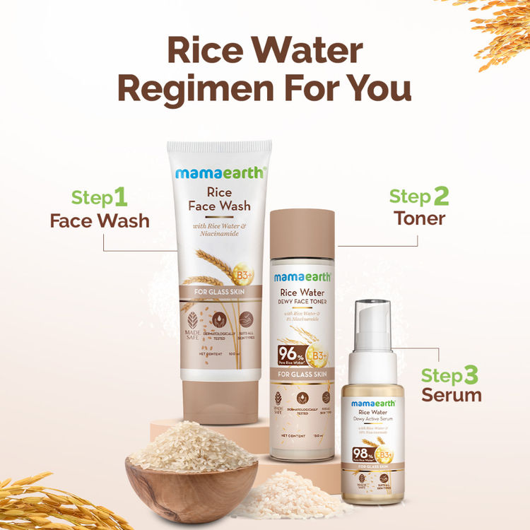 Mamaearth Rice Water Dewy Face Toner with 4% Niacinamide for Glass Skin and All Skin Types (150ml)