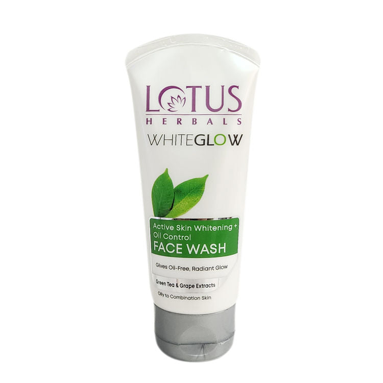 Lotus Herbals WhiteGlow Active Skin Whitening + Oil Control Face Wash With GreenTea & Grape Extracts (100g)