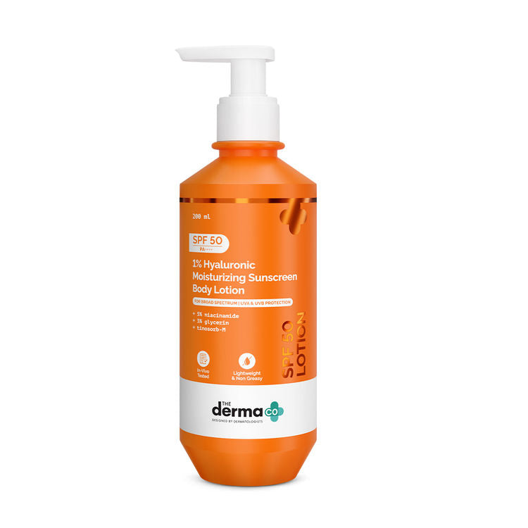 The Derma Co 1% Hyaluronic Moisturizing Sunscreen Body Lotion SPF 50 PA++++ (200ml)