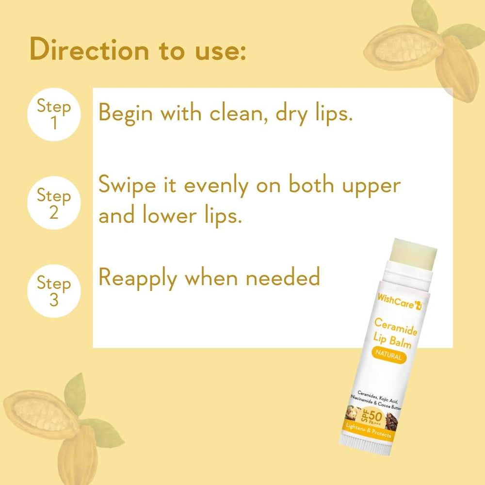 Wishcare Ceramide Lip Balm with SPF 50 PA+++ (Untinted)
SPF Infused Lip Balm for Lip Brightening | 5g