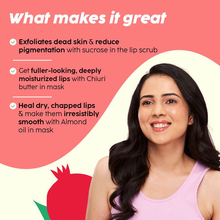 Plix Pomegranate Plump Puddin Lip Mask & Bright Lips Scrub Combo
(2 pcs)