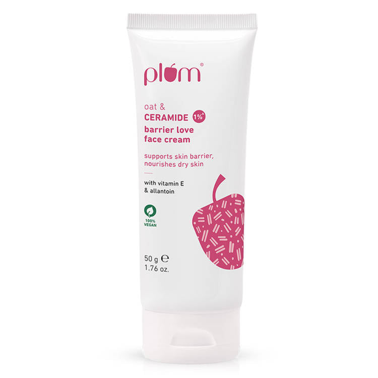 Plum 1% Ceramide Face Cream With Oat, Strengthens Skin Barrier & Nourishes (50g)