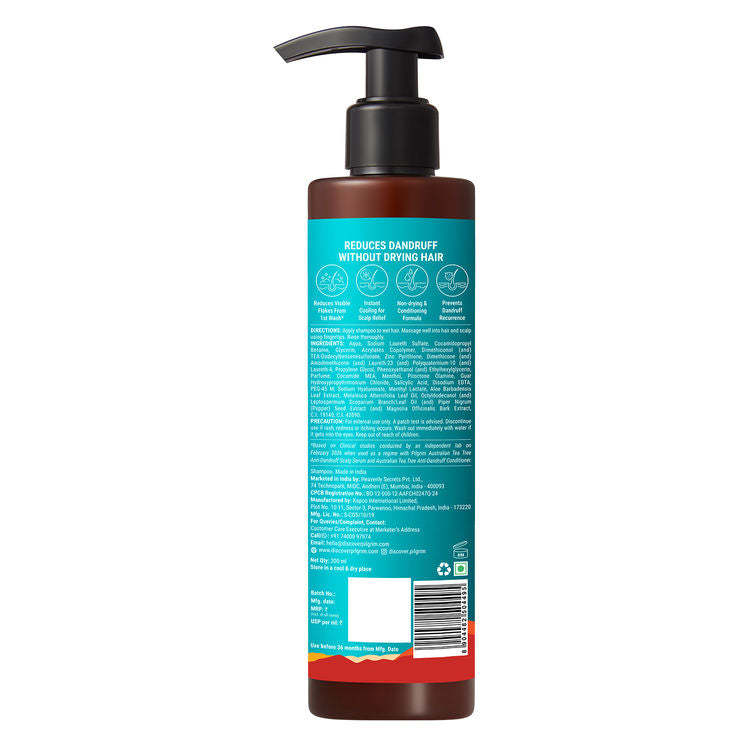 Pilgrim Australian Tea Tree & Salicylic Acid Cool Menthol Non-Drying Anti-Dandruff Shampoo (200ml)