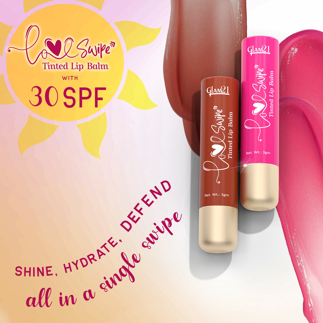 Glam21 Love Swipe Tinted Lip Balm (01Candy Red)