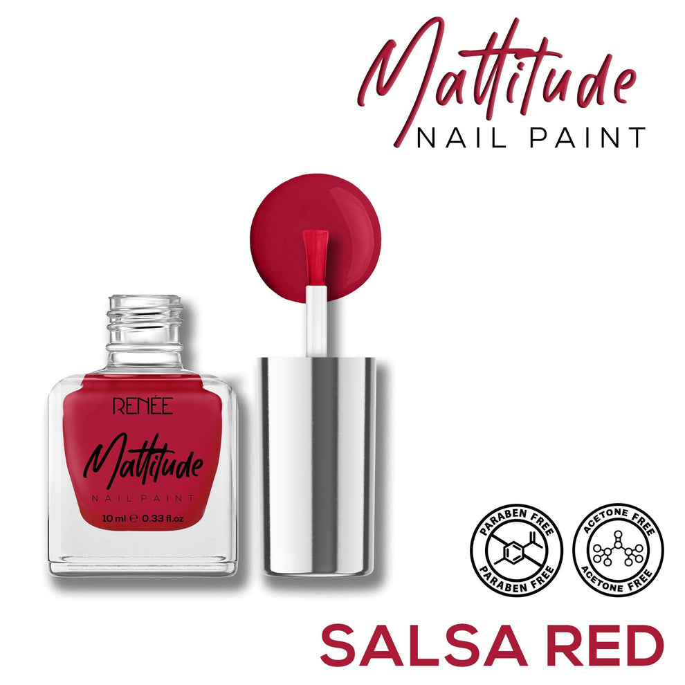 RENEE Mattitude Nail Paint 10ml (03 Salsa Red)