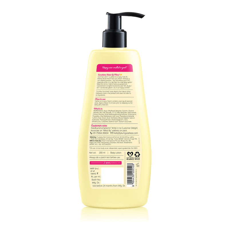Plum Lily Miss Sunshine Sunscreen Body Lotion SPF 35 PA+++