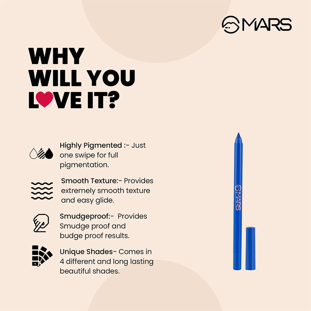 Mars Smooth Glide Kajal | Won't Smudge Won't Budge (03- velour black)