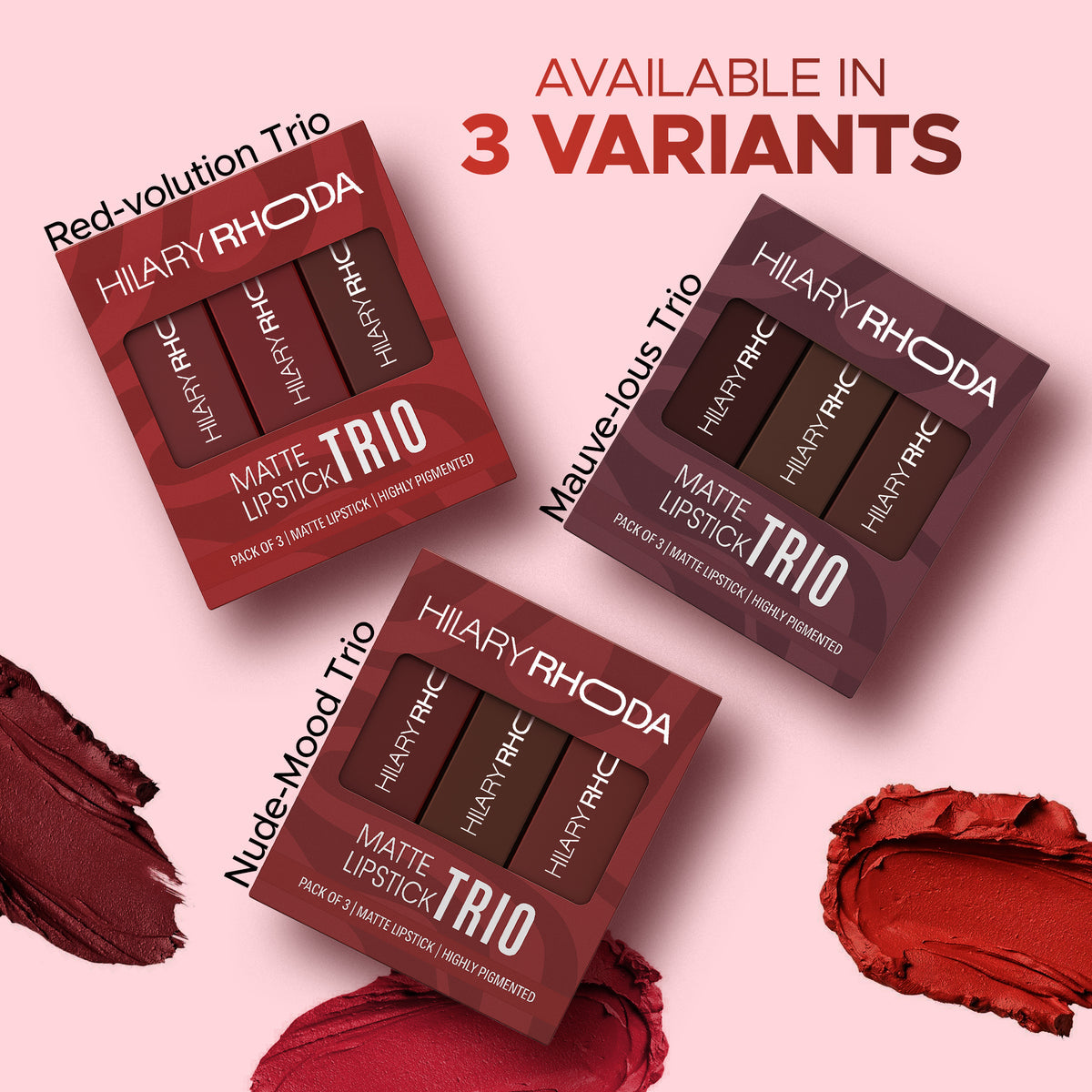 Hilary Rhoda Matte Trio Lipstick (Red-Volution Trio)