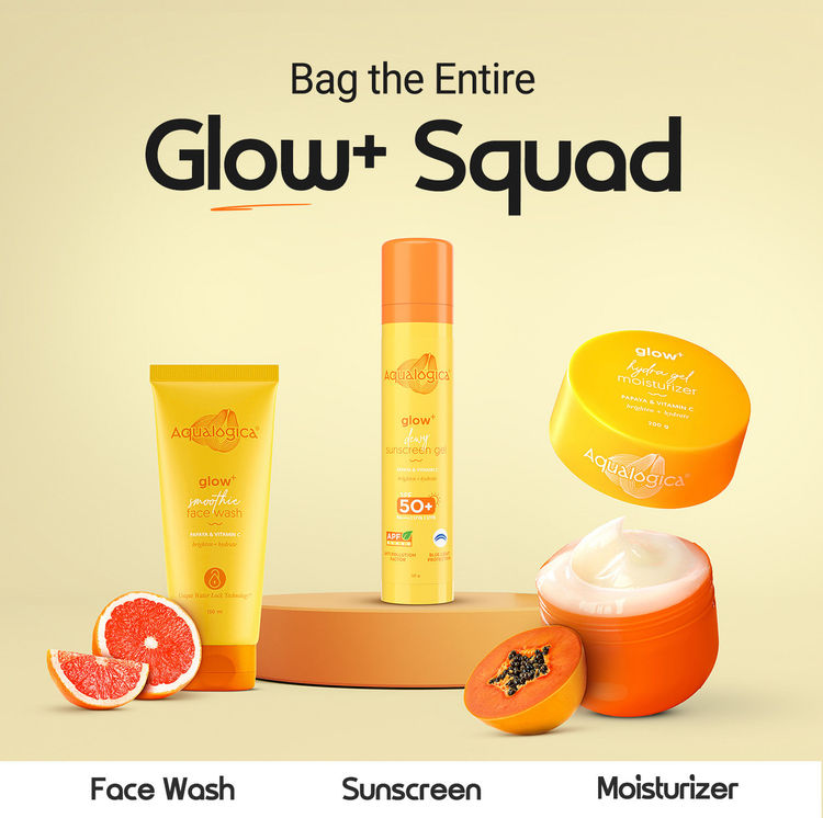 Aqualogica Glow+ Dewy Gel Sunscreen In-Vivo Tested SPF 50+ PA++++ with Papaya & Vitamin C - 50g