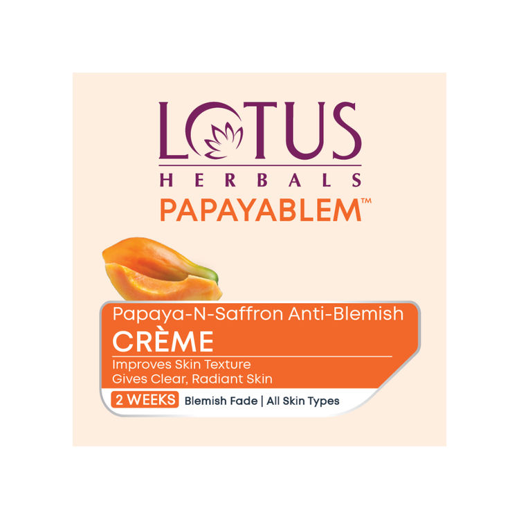 Lotus Herbals Papayablem Papaya-N-Saffron Anti-Blemish Face Cream, Radiant Skin for All Skin Types (50gm)