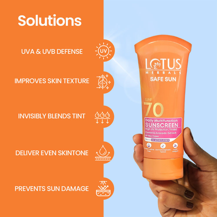 Lotus Herbals Safe Sun Daily Multi-Function Sunscreen SPF 70 PA+++ (60gm)