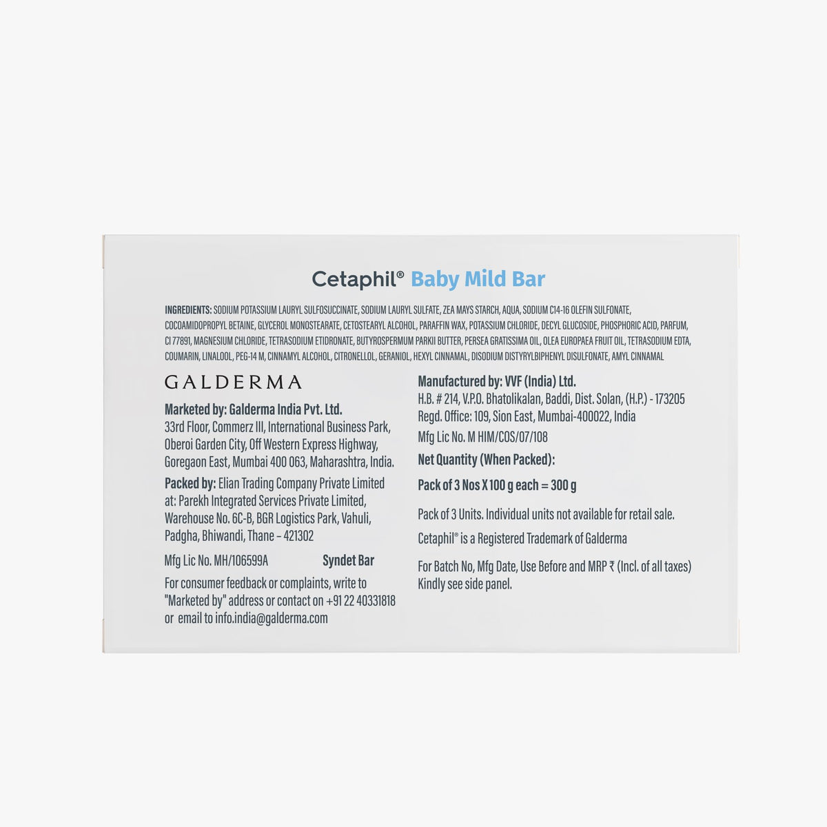 Cetaphil Baby Mild Cleansing Bar for Newborns & Babies 3 x 100 gm