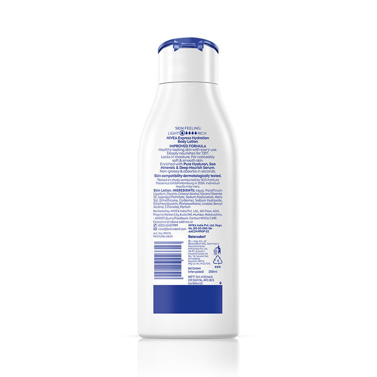 NIVEA Express Hydration BODY LOTION with Sea Minerals - 5 in 1 COMPLETE CARE for 48H Moisturization
(200ml)