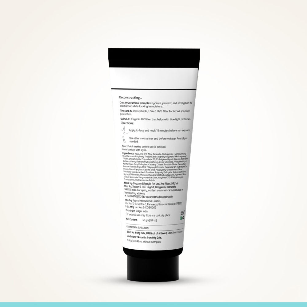 Deconstruct Oats & Ceramide Gel Sunscreen In Vivo Tested SPF 50 PA+++
(50g)