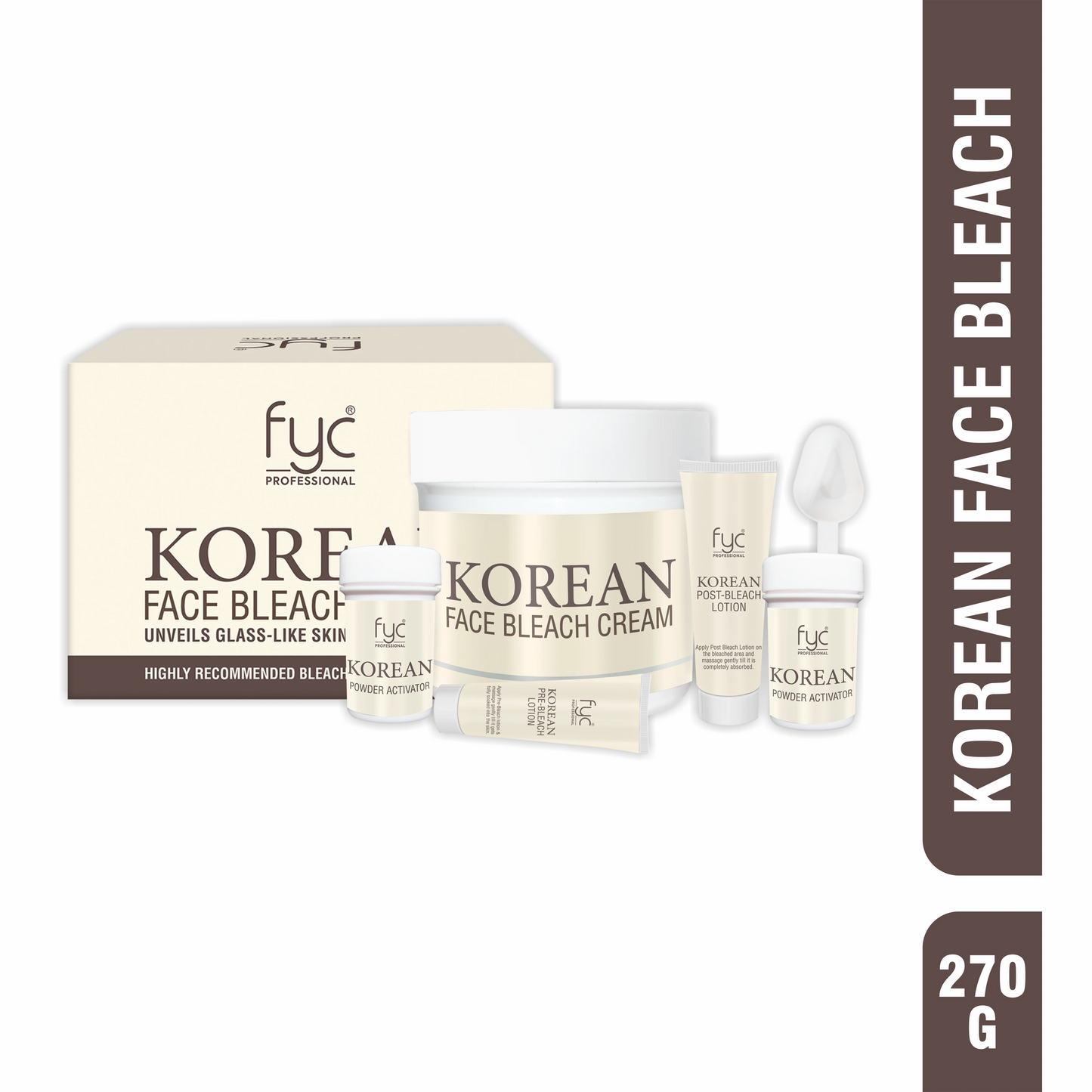 FYC PROFESSIONAL Korean Face Bleach Cream – Glass Skin Effect, Gentle Whitening & Hydrating Formula | 270g Skin Glow Cream