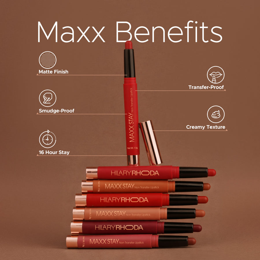 Hilary Rhoda Maxx Stay Non Transfer Lipstick (02 Wawny Brown)