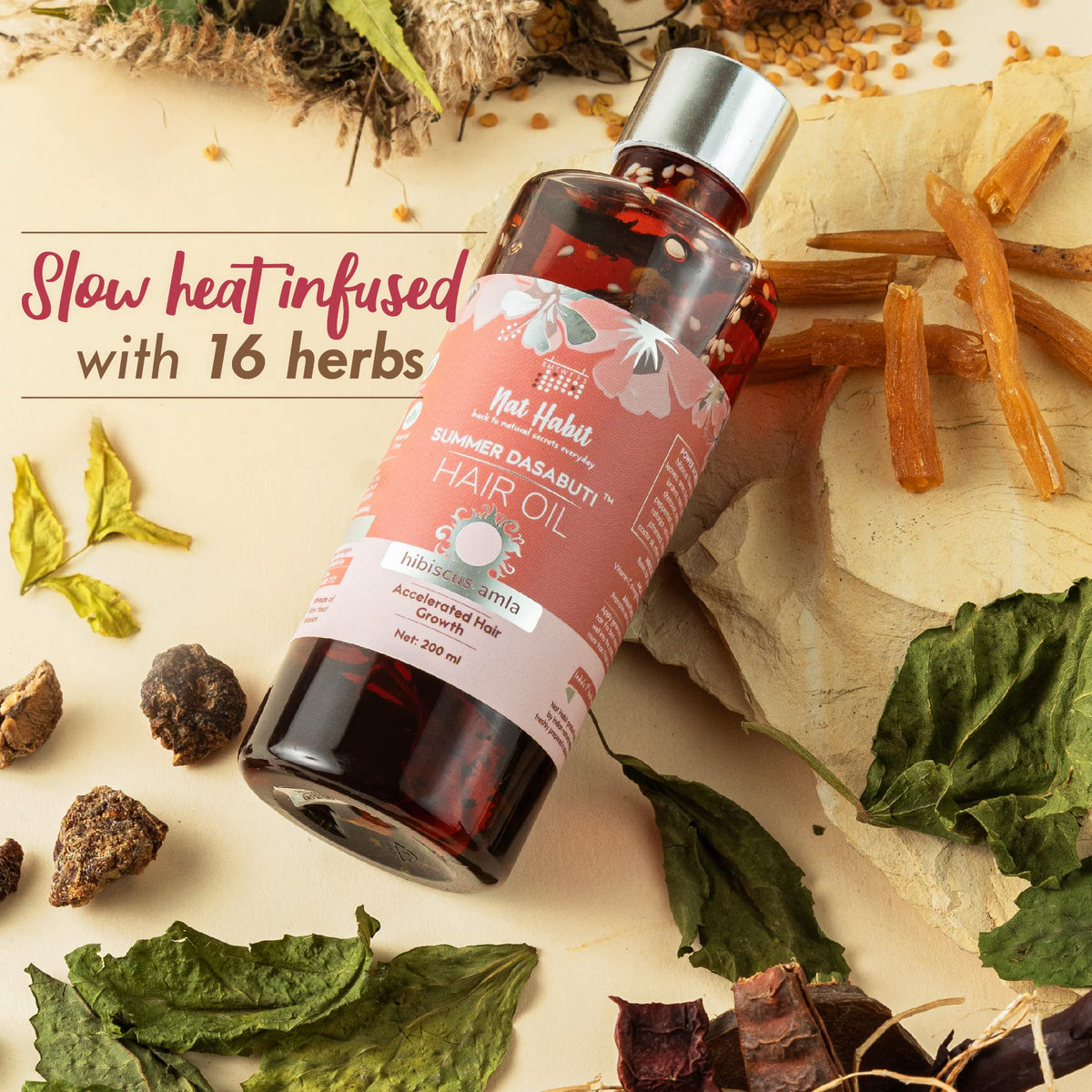 Nat Habit Hibiscus Amla Hair Oil For Men & Women / 50 ml