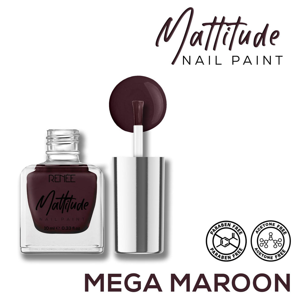 RENEE Mattitude Nail Paint 10ml (09 Mega Maroon)
