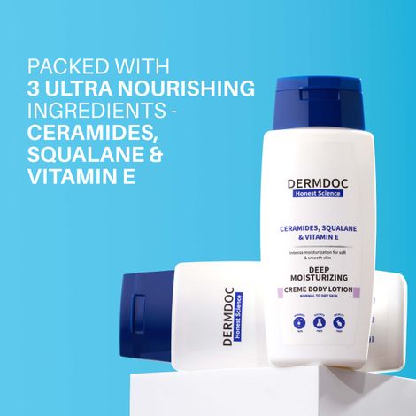 DERMDOC Ceramides, Squalane & Vitamin E Deep Moisturising Creme Body Lotion (200 ml)