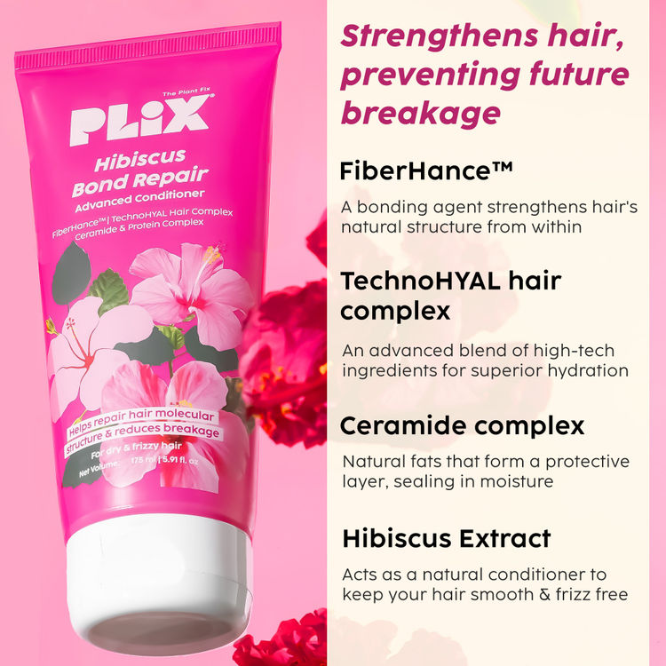 Plix Hibiscus Frizz Control Hair Serum, Advanced Bond Repair Shampoo & Conditioner
(425ml)
