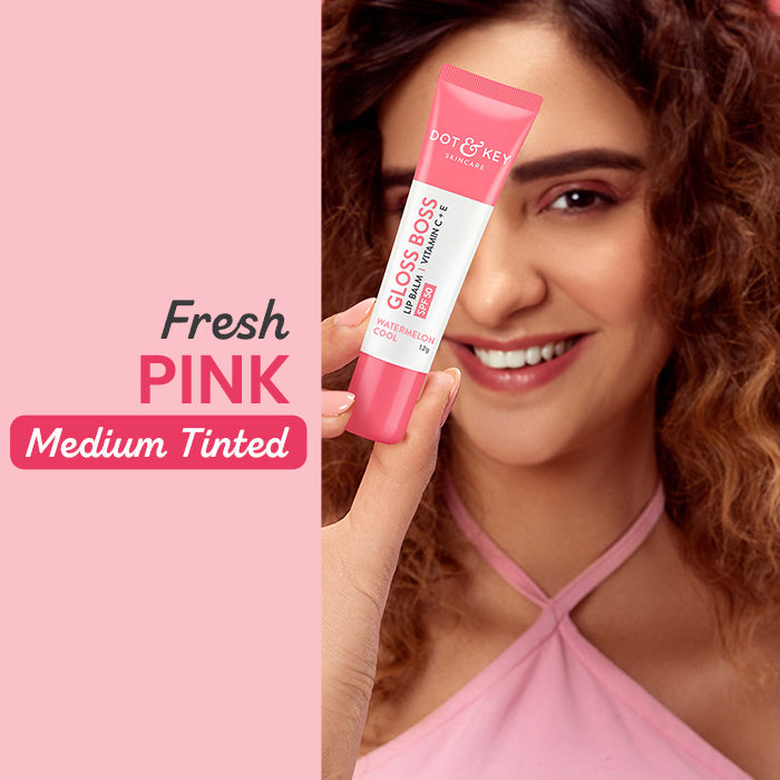 Dot & Key Vitamin C + E Brightening Lip Balm with SPF 50+ (03Watermelon Cool Medium Tinted)