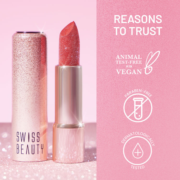 Swiss Beauty More Than Glitter Lipstick (4 Glitter Rose)