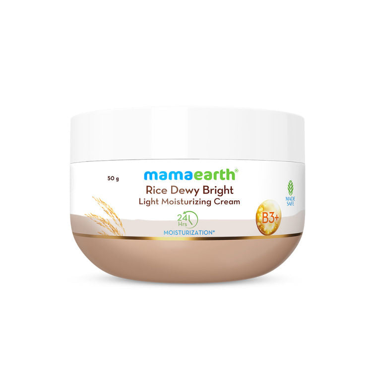 Mamaearth Rice Dewy Bright Light Moisturizing Cream With Rice Water & Niacinamide (50g)