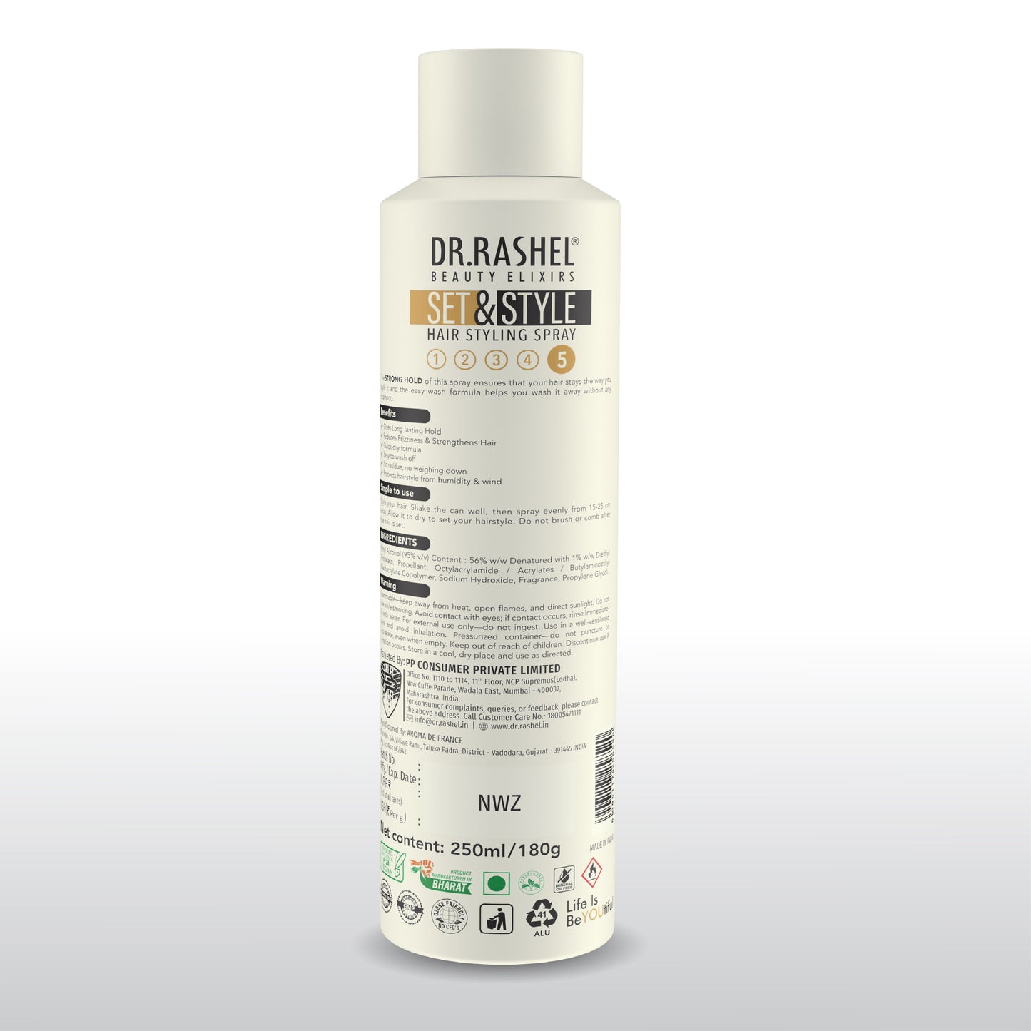 Dr Rashel Set & Style Hair Styling Spray – Strong Hold 250ml
