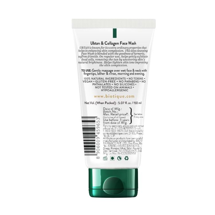Biotique Ubtan & Collagen Face Wash (150 ml)