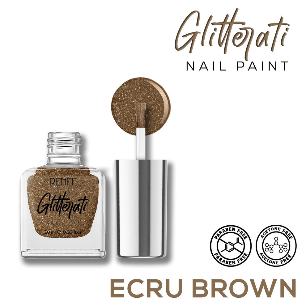 RENEE Glitterati Nail Paint (05 Ecru Brown)