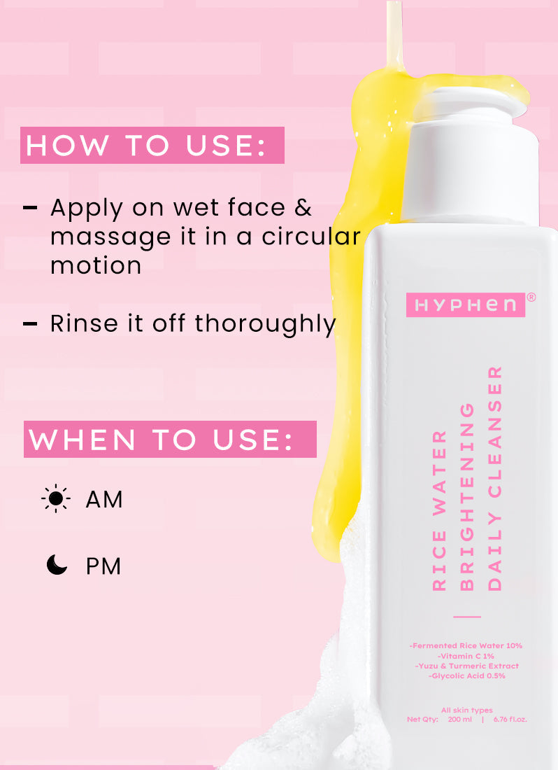 Hyphen 10% fermented rice water cleanser - 1% vit c & 0.5% glycolic acid (200ml)