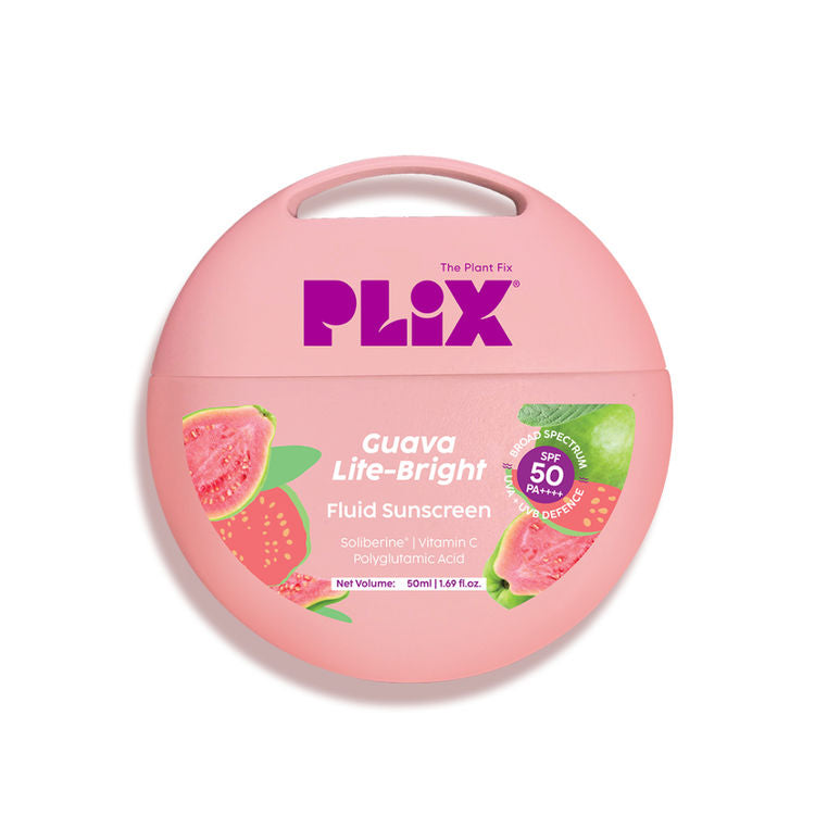 Plix Guava Glow Fluid Hydrating, Lightweight & Non-Greasy SPF 50 PA++++ Sunscreen
(50ml)