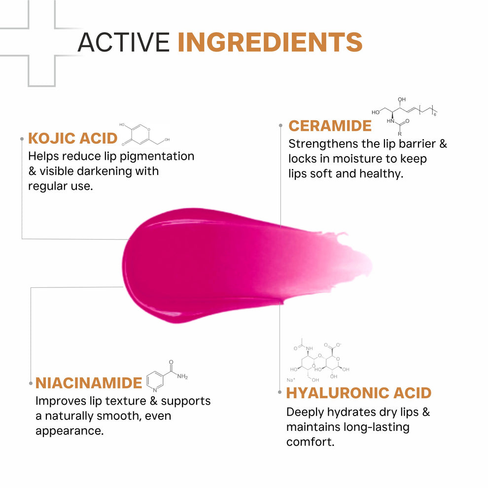 DERMATOUCH Kojic Acid Ceramide SPF 50 PA+++ Natural Lip Balm - Tinted Pink