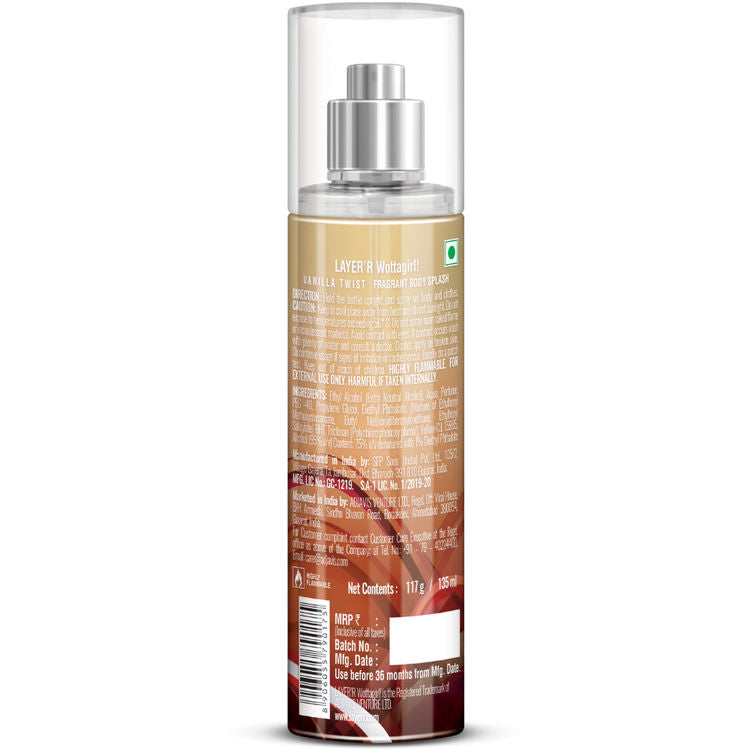 Layer'r Wottagirl Vanilla Twist Fragrant Body Splash For Her
(135ml)