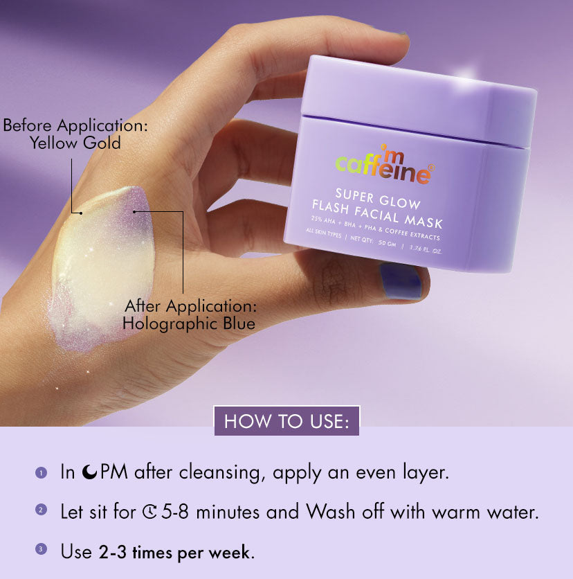 Mcaffeine Super Glow Flash Facial 25% AHA+BHA+PHA Face Mask - 50gm