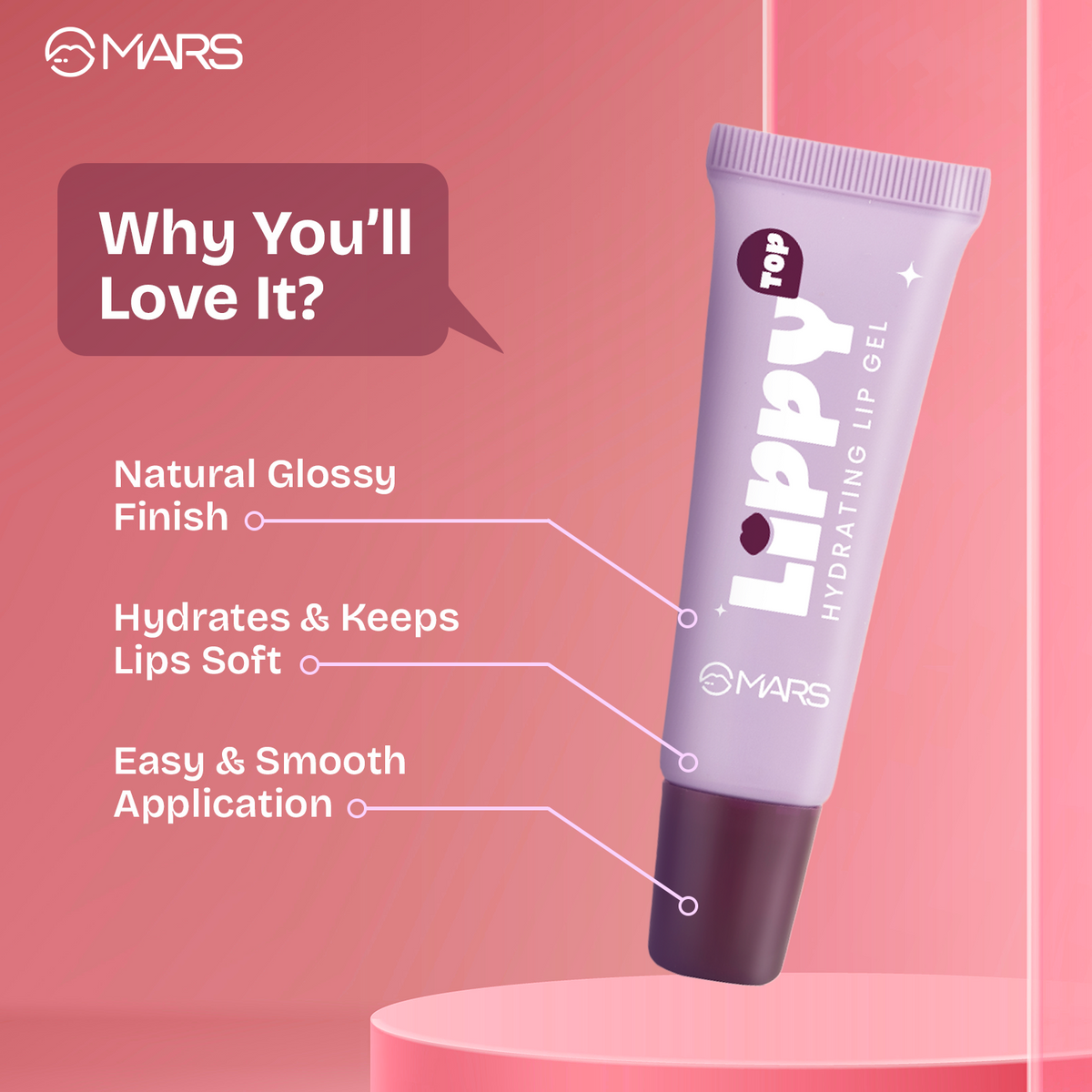 Mars Lippy Top Hydrating Lip Gel (3 Tender Peach)