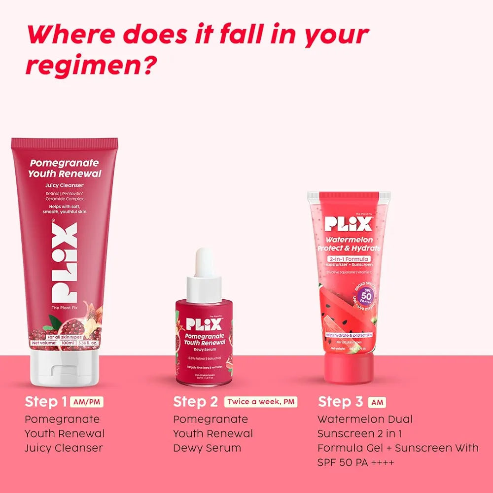 Plix Pomegranate Youth Renewal Juicy Cleanser for Smooth, Soft & Youthful Looking Skin