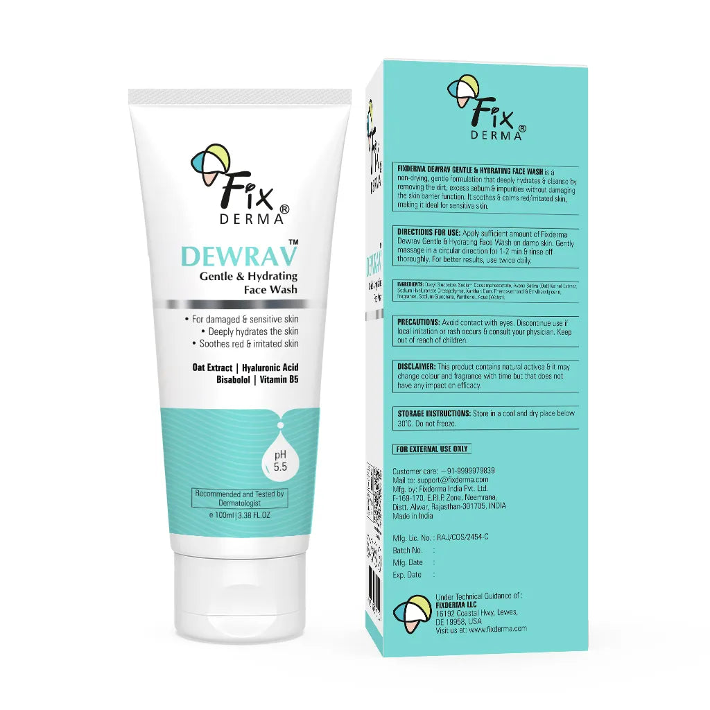 Fixderma Dewrav Gentle & Hydrating Face Wash | Hydrating face wash for dry skin 100ml