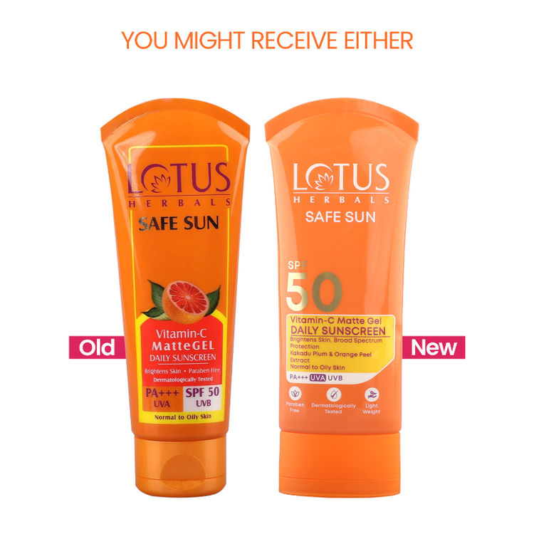 Lotus Herbals SafeSun Vitamin C Matte Gel Daily Sunscreen SPF 50 PA+++ | For All Skin Types (75g)