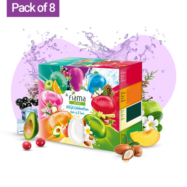 Fiama Gel Bar Mega Celebration Pack, Variety Pack, Safe On Skin - Pack of 8
(1 kg)